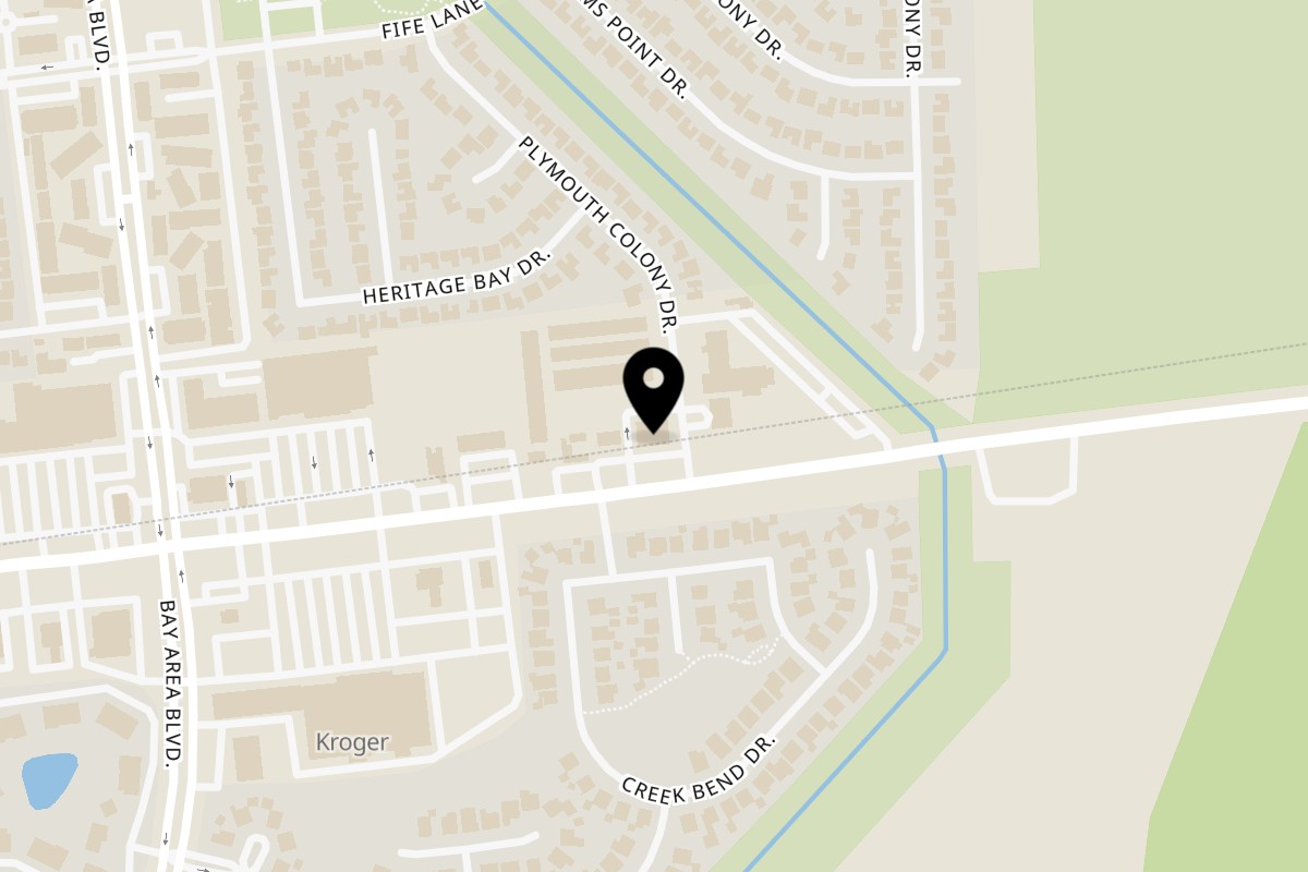 Map showing the location of Krave Tacos on 2900 FM 528 Rd Suite A in Webster